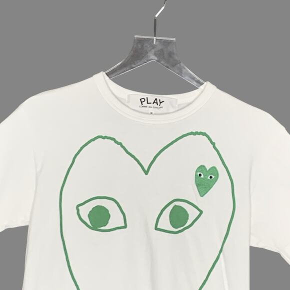 Comme des Garçons PLAY S Green Heart Logo Graphic T-Shirt Rei Kawakubo - Picture 5 of 9